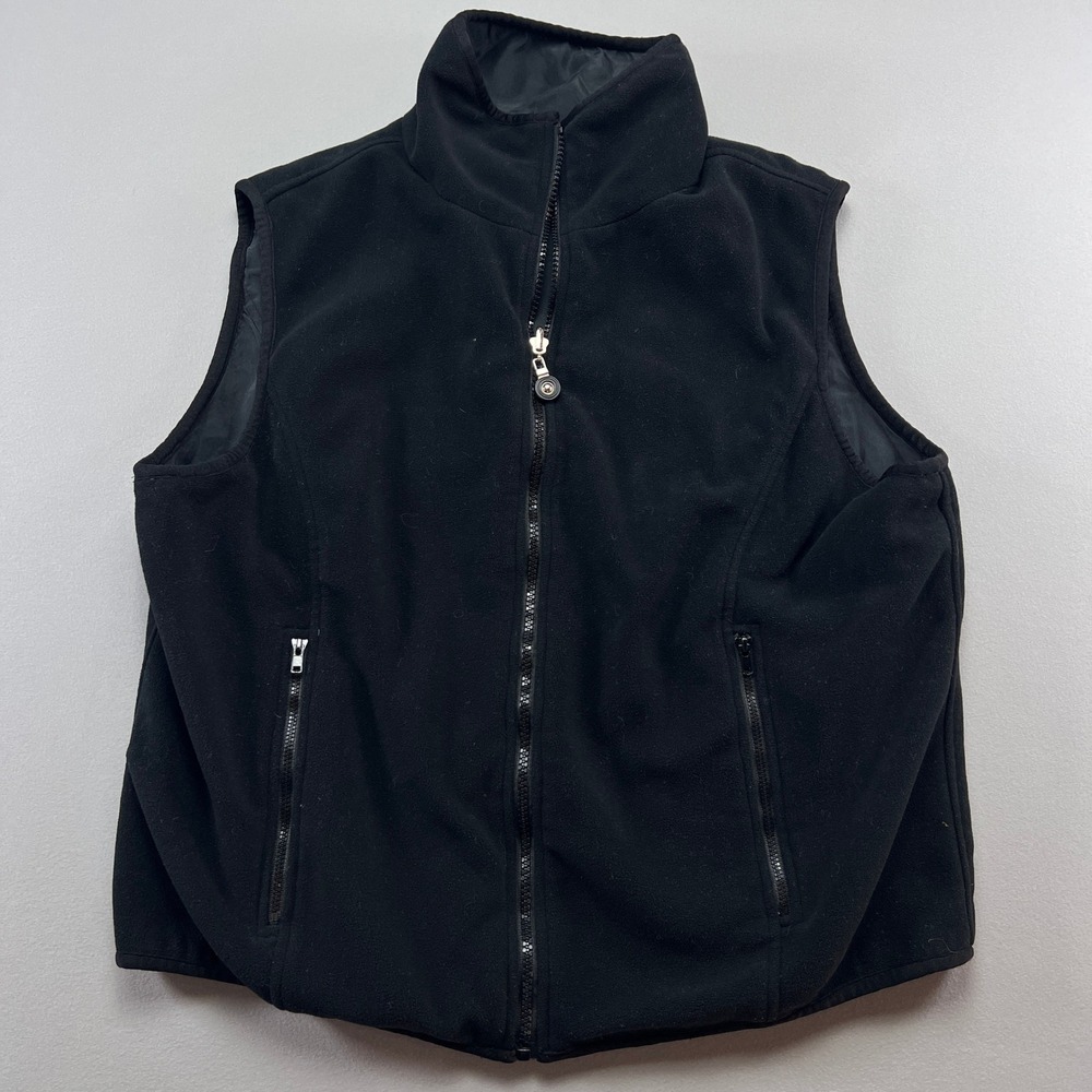 Fuda Sport Reversible Vest Women Large Black Fleece Insulated Mock Neck Full Zip